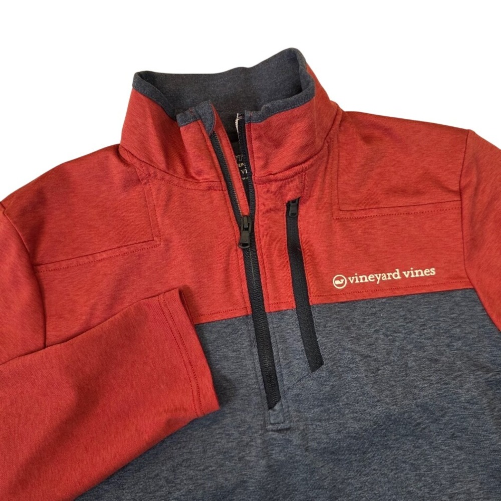 Vineyard Vines Men's S On The Go Shep Shirt Pullover Blue Red OTG Quarter Zip